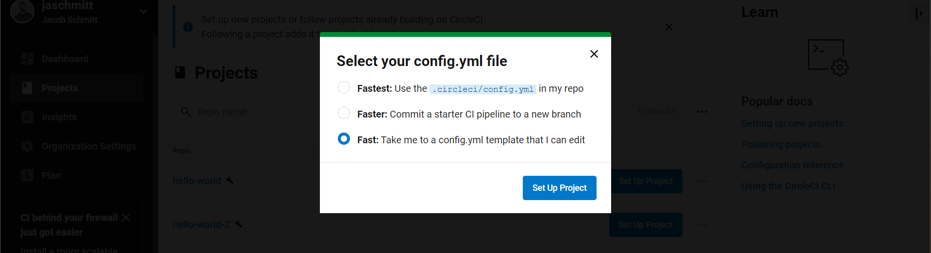 Select configuration