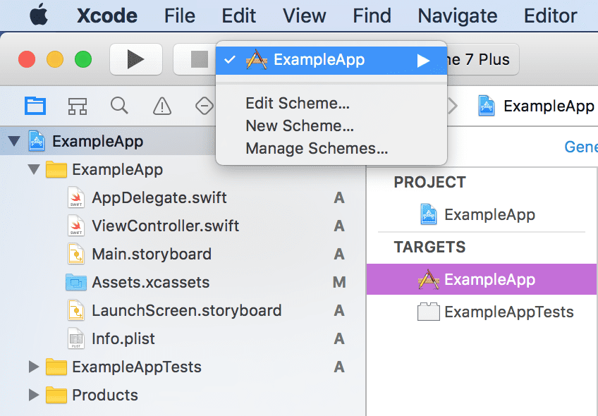 Xcode Scheme Selector