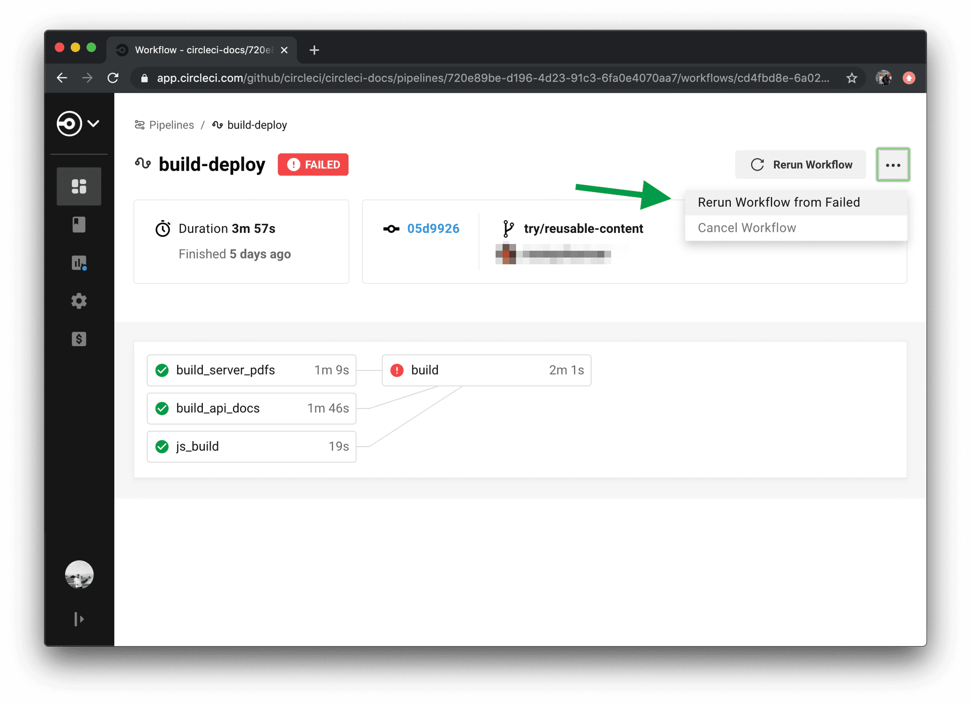 CircleCI Workflows Page