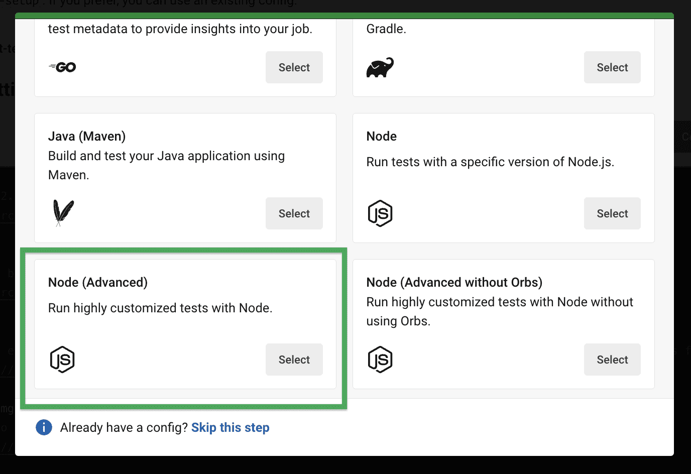 Sample config for Node