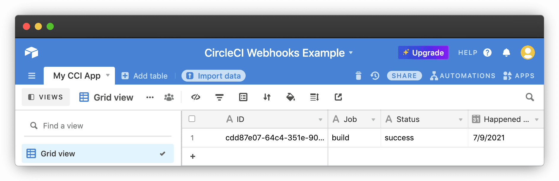 Run airtable test