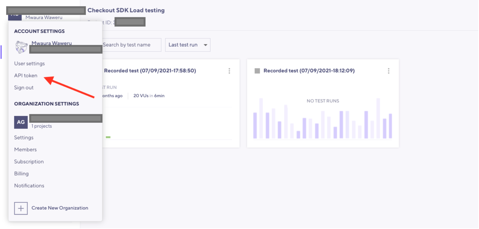 k6 クラウド API トークン